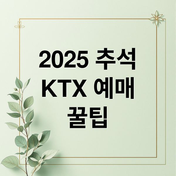 2025 추석
KTX 예매
꿀팁 (2025년추석KTX예매꿀팁)