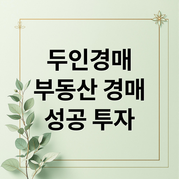 부동산 경매 성공 투자를 위한 두인경매 활용 가이드
