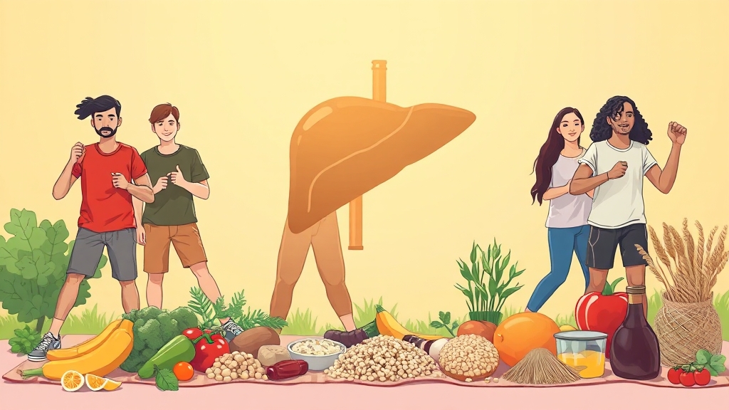 지방간 개선, 운동과 생활 습관이 답! (illustration 스타일)