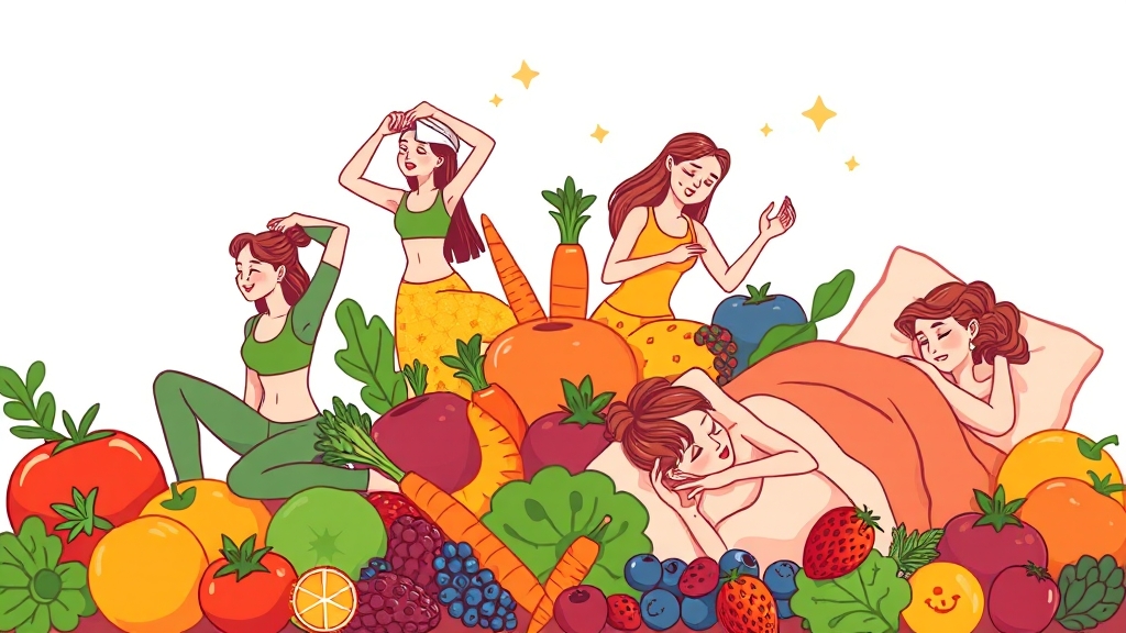 난소 건강 위한 생활 습관 (cartoon 스타일)