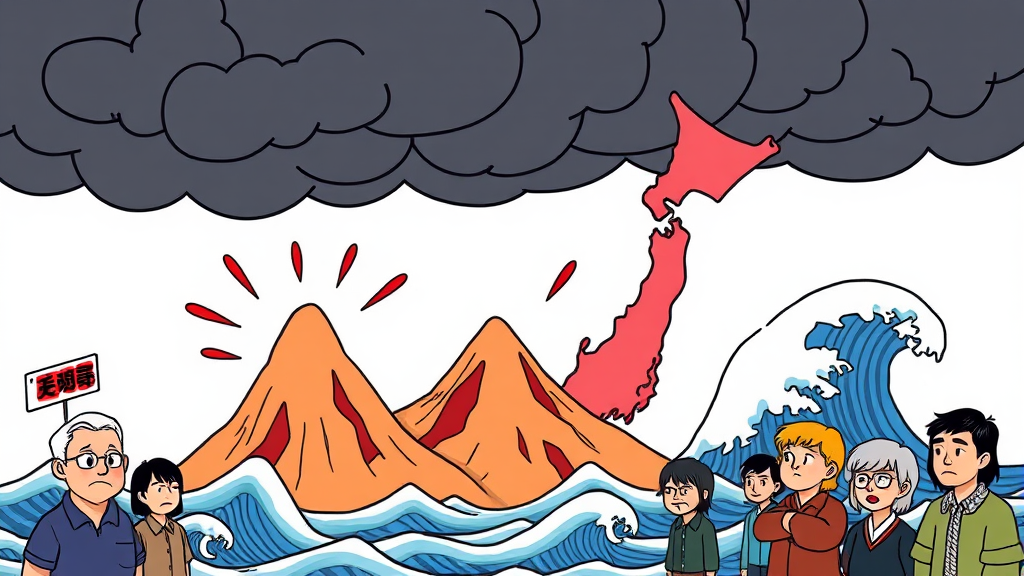 최근 지진 규모 및 위치 (cartoon 스타일)