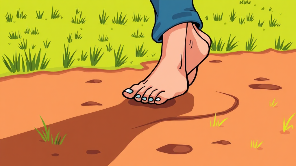 맨발걷기 실천 방법과 주의사항 (cartoon 스타일)