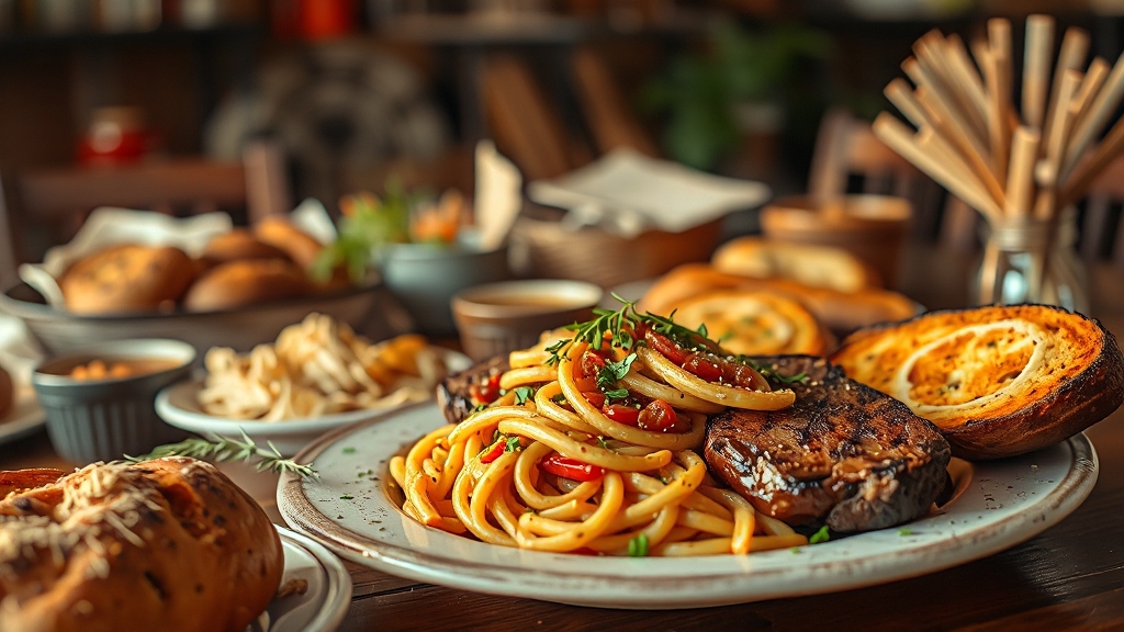 아웃백 런치 메뉴 소개 (realistic 스타일)