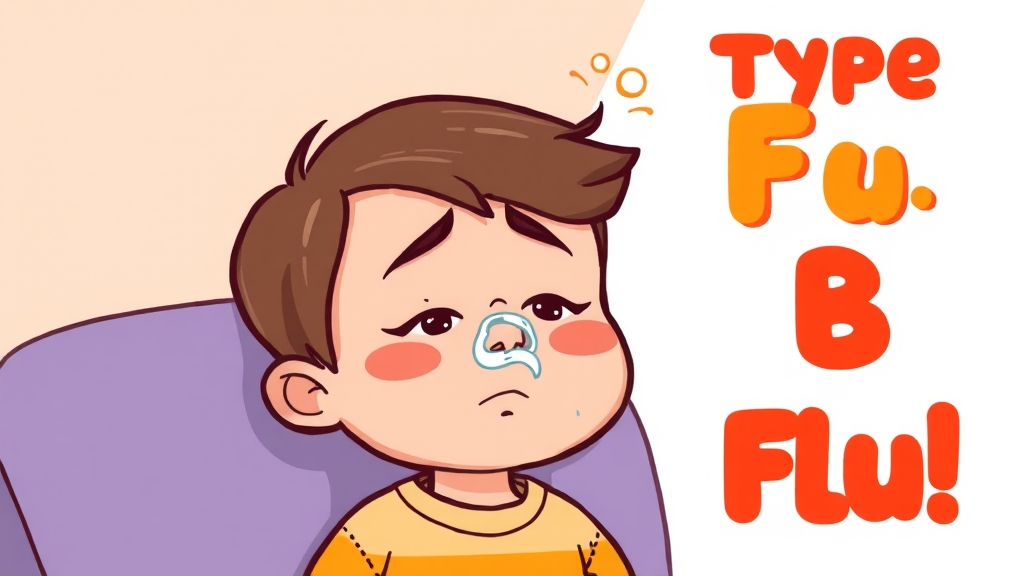 B형 독감 증상 및 특징 (cartoon 스타일)
