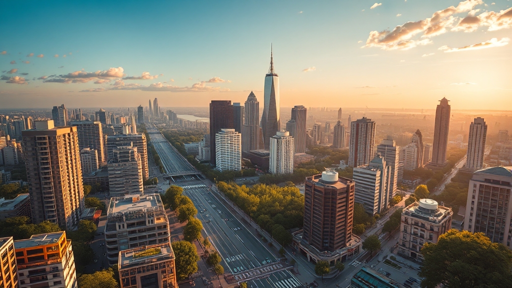 도시 개발 사업: 주요 내용 및 기대 효과 (realistic 스타일)