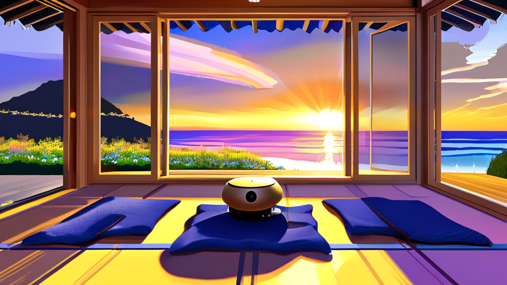 해지개 카페의 매력: 오션뷰와 다채로운 메뉴 (realistic 스타일)