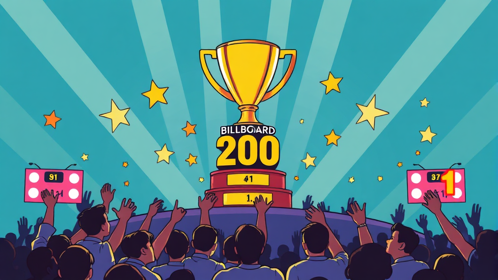 빌보드 200 연속 1위: 스트레이 키즈의 기록적인 성과 (cartoon 스타일)