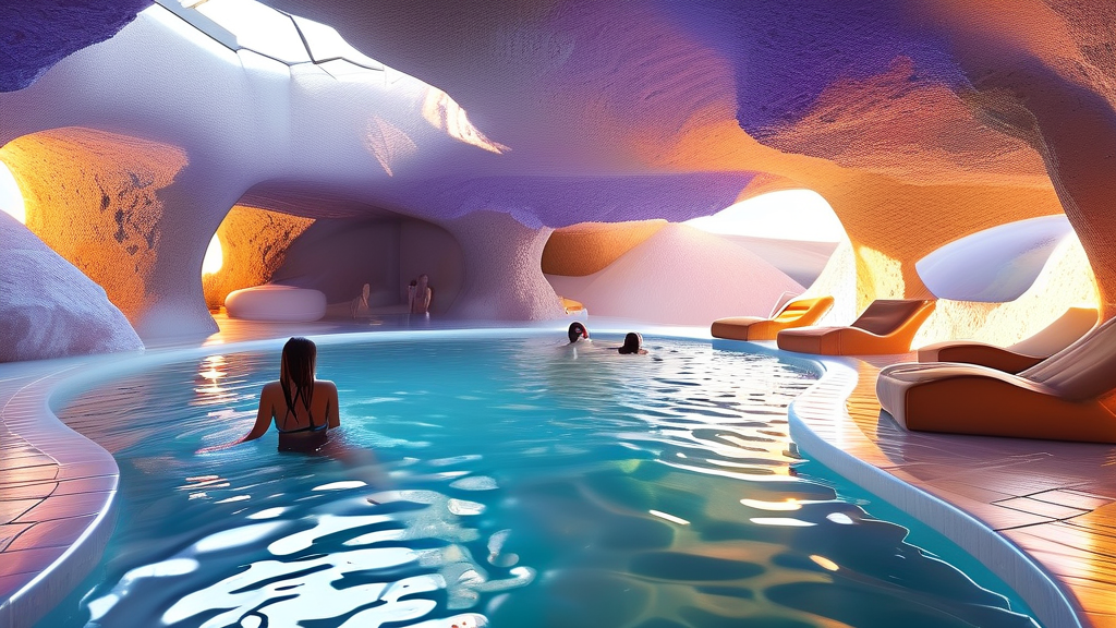 월곡건강랜드 추천 시설: 피로를 푸는 따뜻한 물과 찜질 (realistic 스타일)