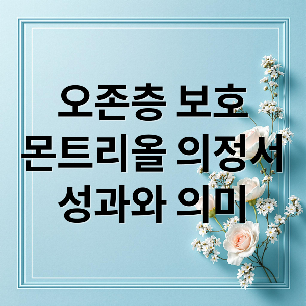 오존층 보호
몬트리올 의정서
성과와 의미 (몬트리올 의정서 해설)