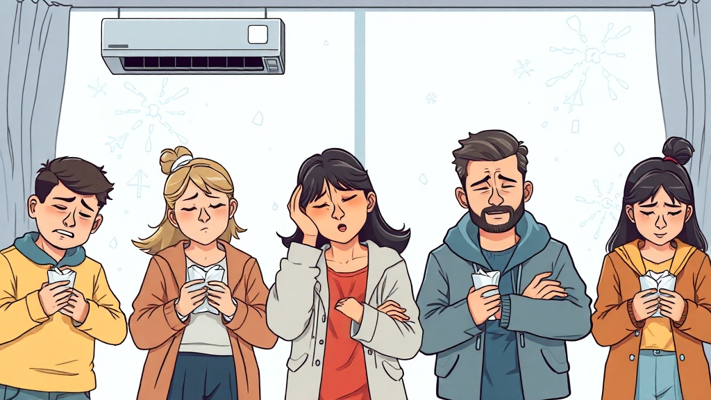 냉방병 주요 증상은? (cartoon 스타일)