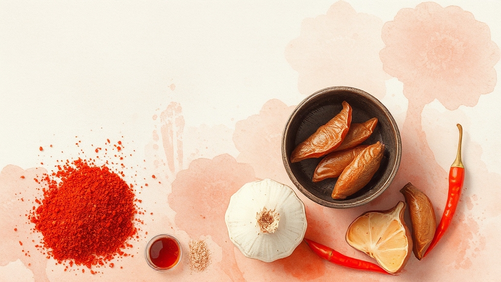 김치 양념 비법과 레시피 (watercolor 스타일)