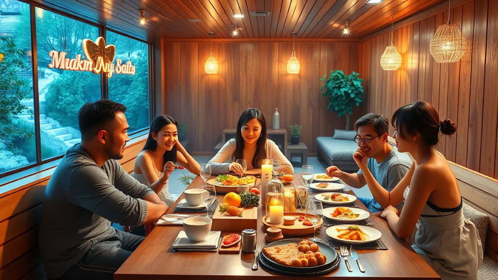 식당 메뉴 및 부대시설 (realistic 스타일)