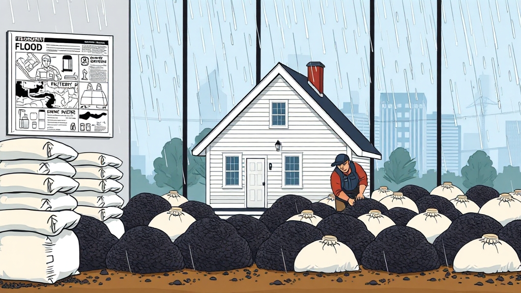 침수 및 하천 범람 대비 요령 (cartoon 스타일)