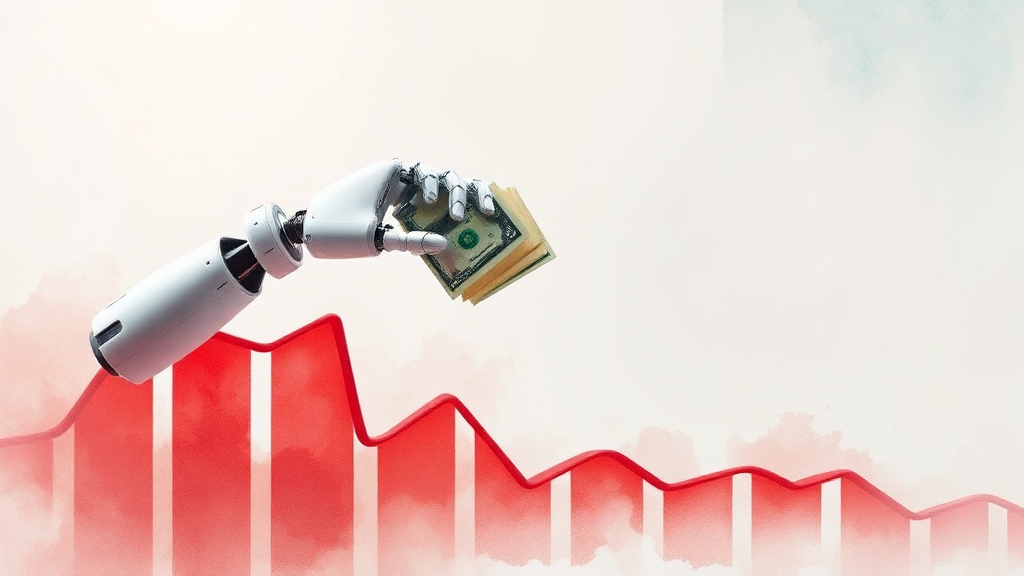 미국 경제 위기와 AI/로봇의 역할 (watercolor 스타일)