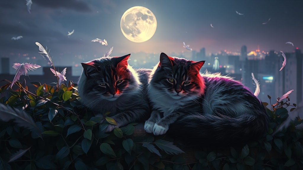 고양이 꿈과 심리 상태 (realistic 스타일)