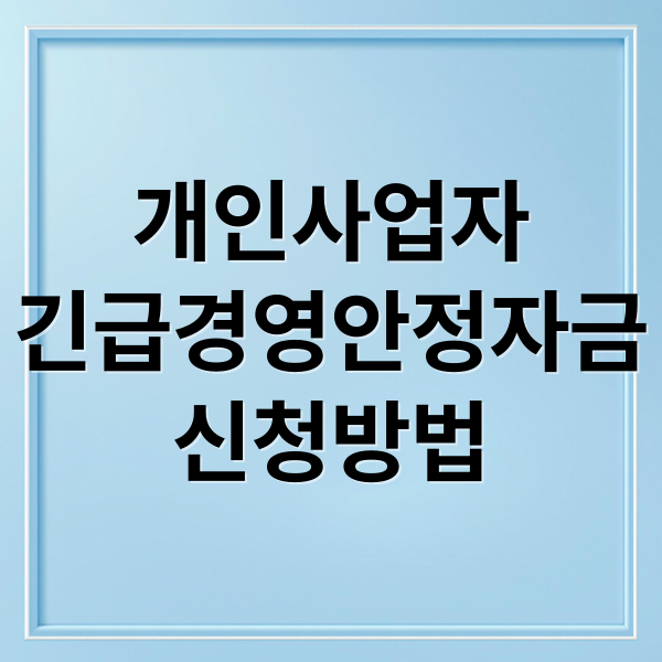 개인사업자
긴급경영안정자금
신청방법 (개인사업자 대출 긴급경영안정자금)