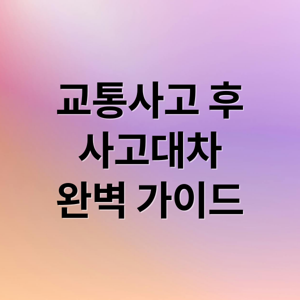 교통사고 후
사고대차
완벽 가이드 (사고 대차)