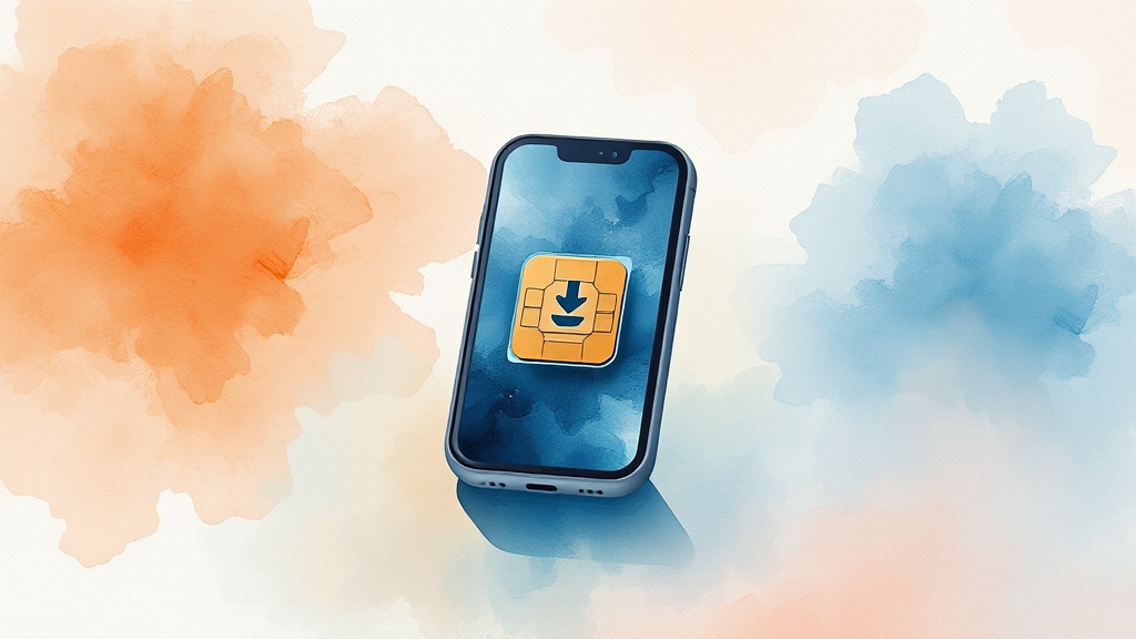 eSIM 기술, 무엇이 특별할까? (watercolor 스타일)