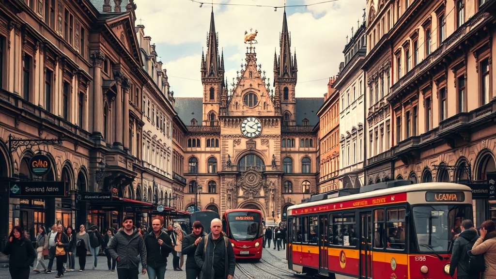 숙소 주변 관광 및 교통 정보 (realistic 스타일)