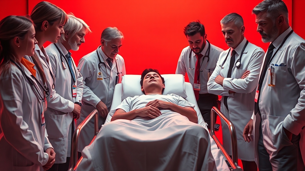 의료계 vs 보험업계 입장 차이 (realistic 스타일)