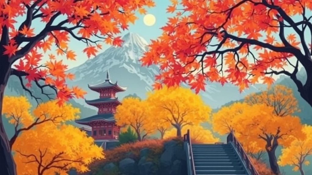 단풍 명소 주변 볼거리 (illustration 스타일)