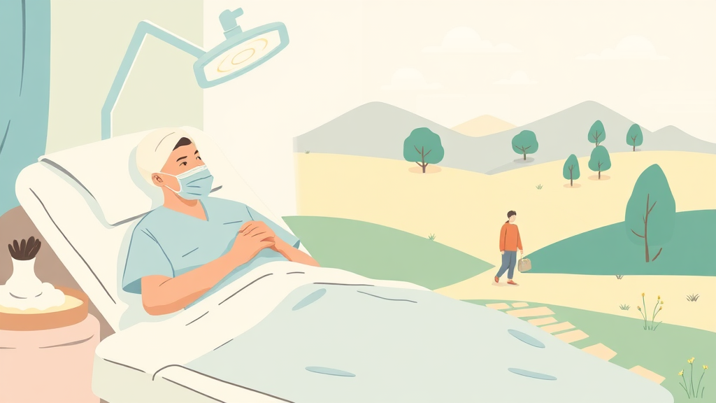 맹장염 수술 후 회복 (illustration 스타일)