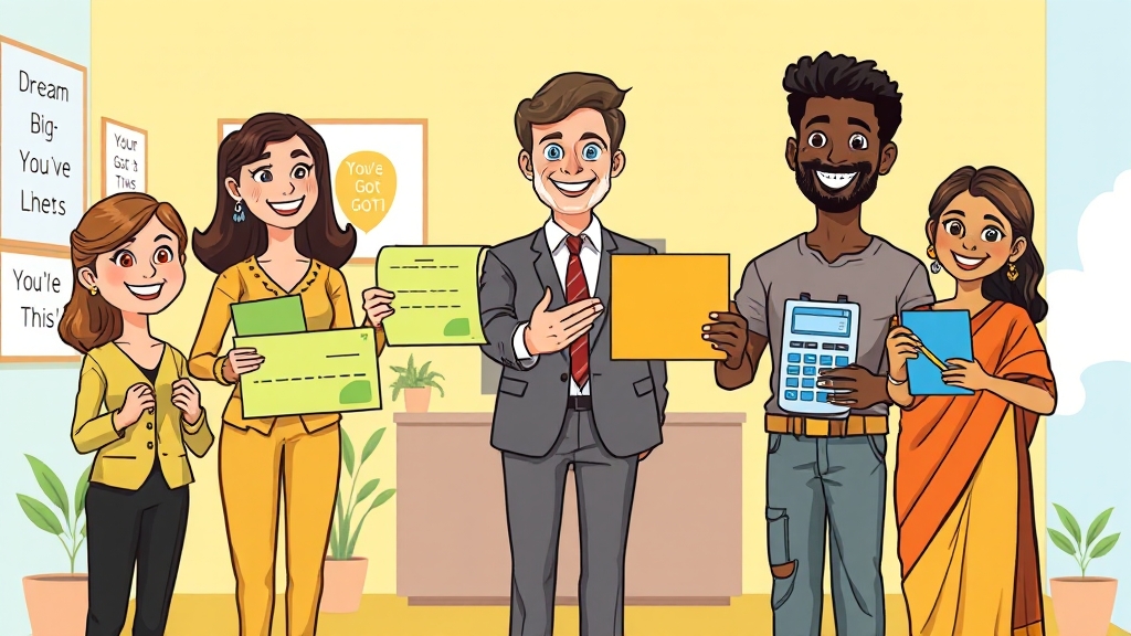 지원금 종류 및 혜택 (cartoon 스타일)