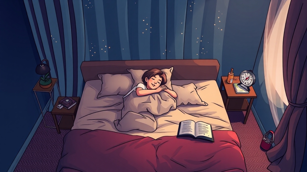 수면 환경 조성의 중요성 (cartoon 스타일)