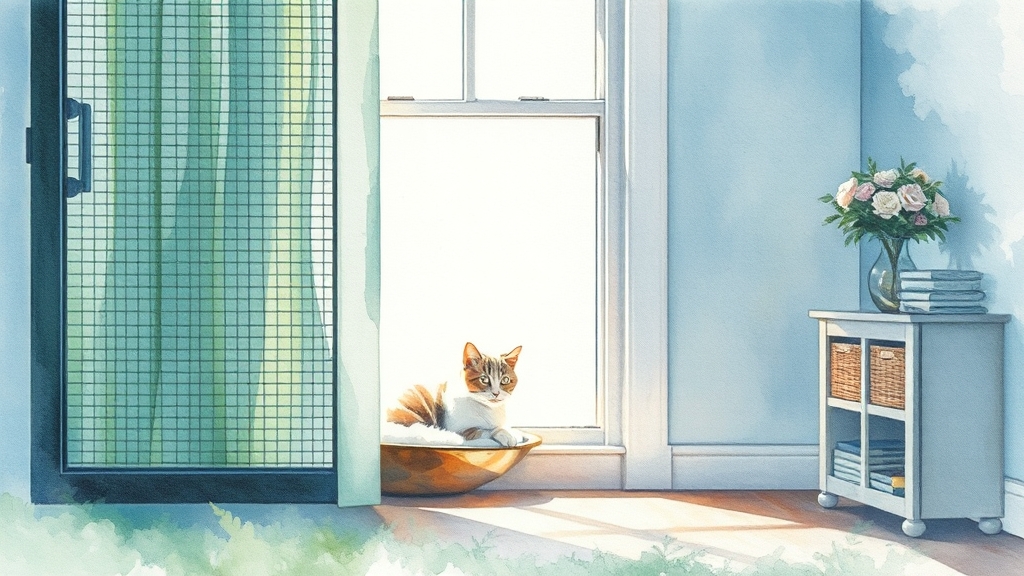 고양이 방충망, 시공 과정은? (watercolor 스타일)