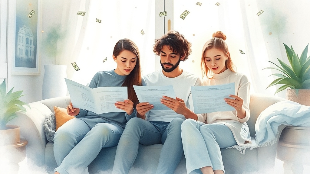 소득과 재산, 어떻게 평가하나요? (watercolor 스타일)