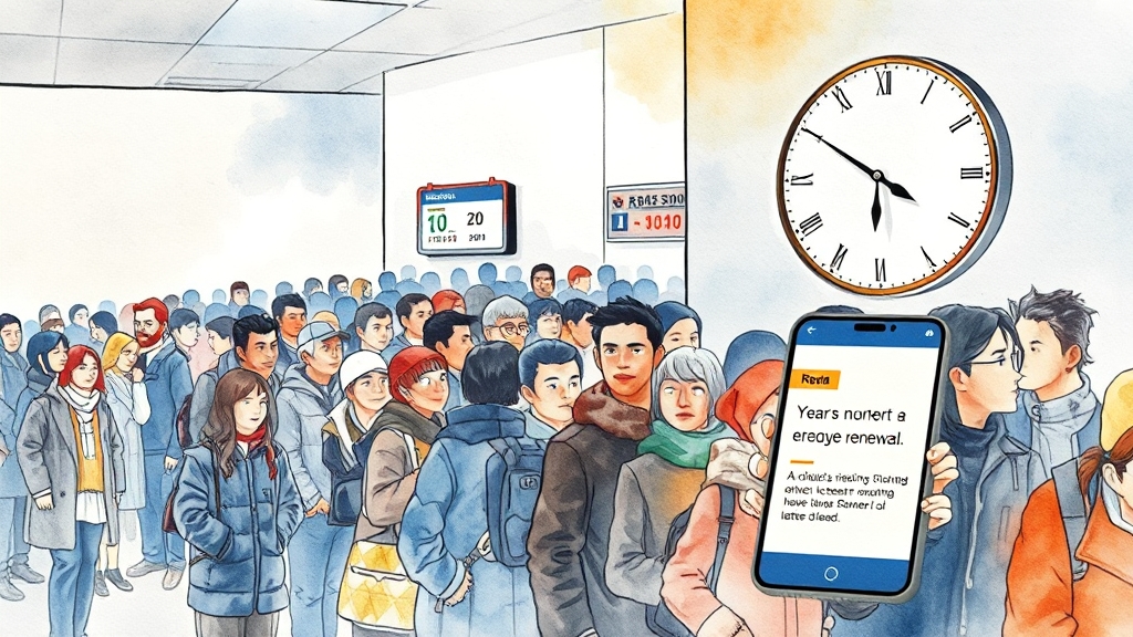 갱신 시 주의사항 및 대기 시간 (watercolor 스타일)