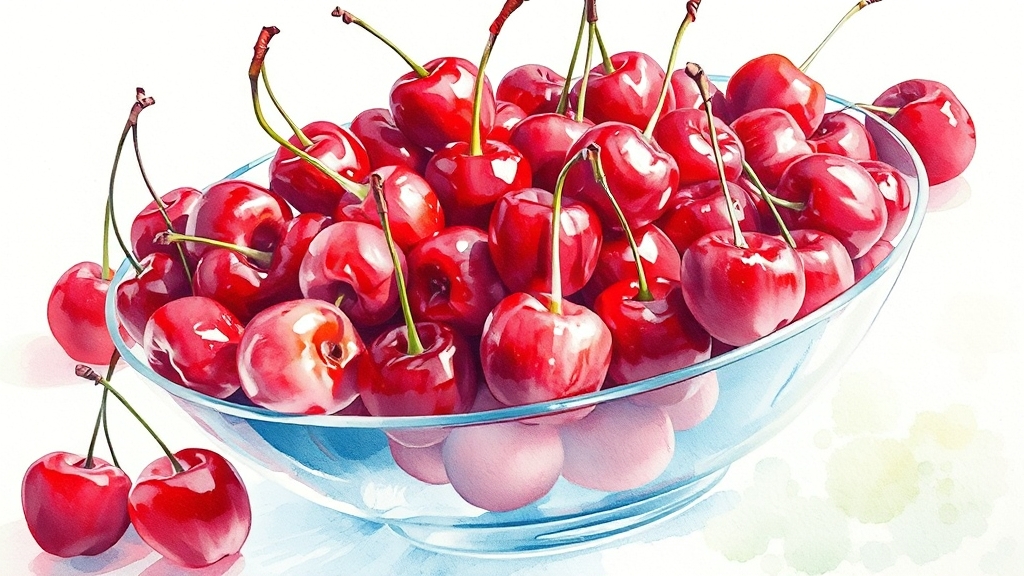 체리의 혈당 조절 효과 (watercolor 스타일)