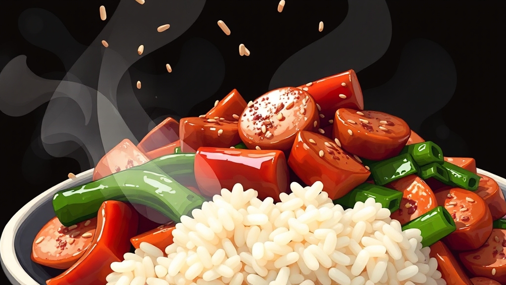 소시지 및 야채 볶기 (illustration 스타일)