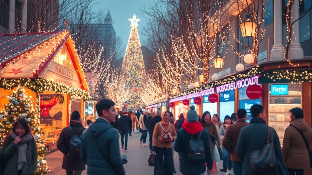 롯데월드몰 크리스마스 마켓 개요 (watercolor 스타일)