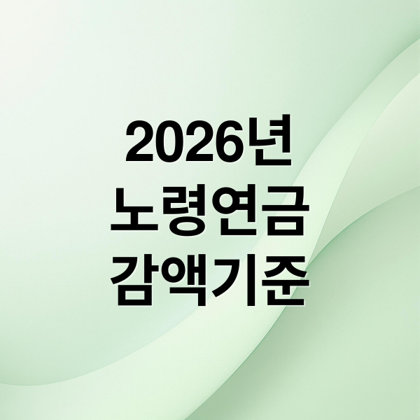 2026년 노령연금 감액 완벽 분석 2 2026년
노령연금
감액기준 (2026년 노령연금 감액제)