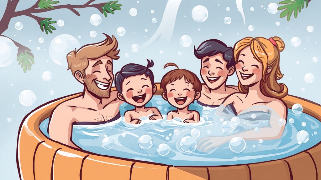 다양한 온천 시설 완비 (illustration 스타일)