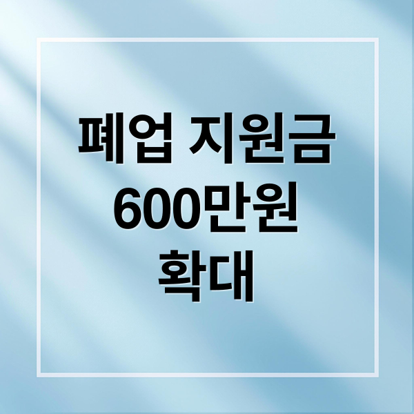 폐업 지원금
600만원
확대 (폐업 소상공인 600만원 지원)