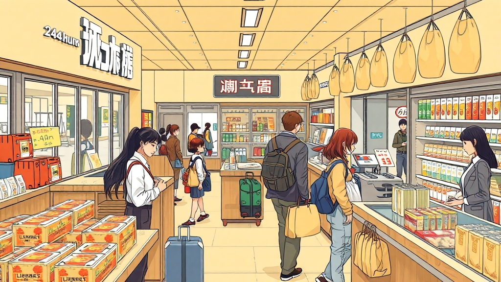 공항 편의점 맛집 (illustration 스타일)