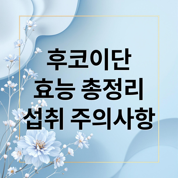 후코이단
효능 총정리
섭취 주의사항 (후코이단 효능 효과 성분)