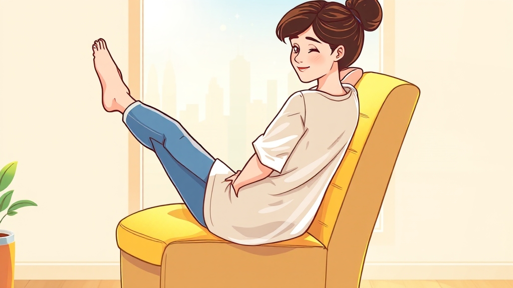 꼬리뼈 통증 자가 관리 (cartoon 스타일)