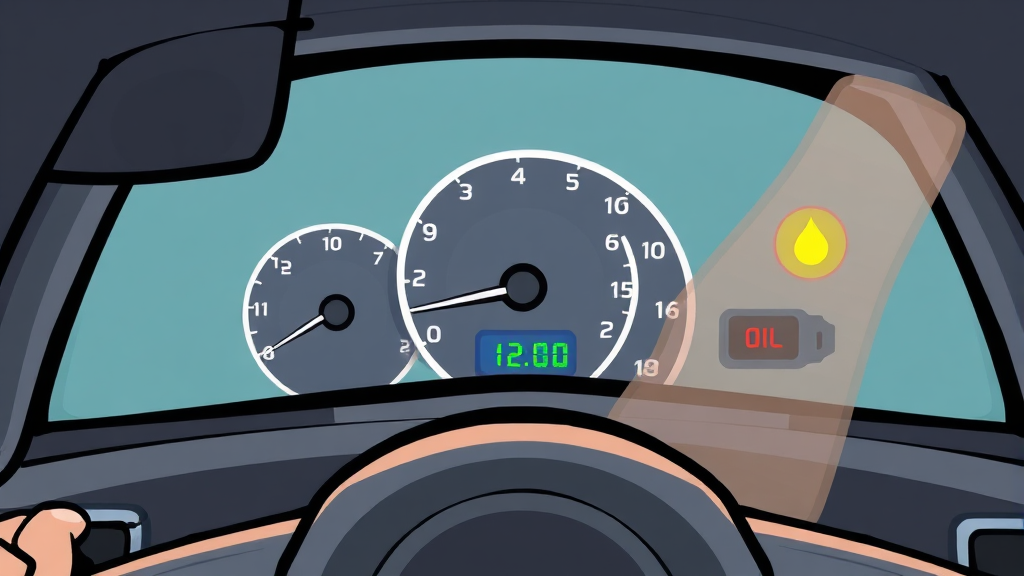 자동차 계기판 경고등 총정리: 색상별 의미와 현명한 대처법 4 엔진 및 오일 관련 경고등: 엔진 체크등, 엔진 오일 경고등 (cartoon 스타일)