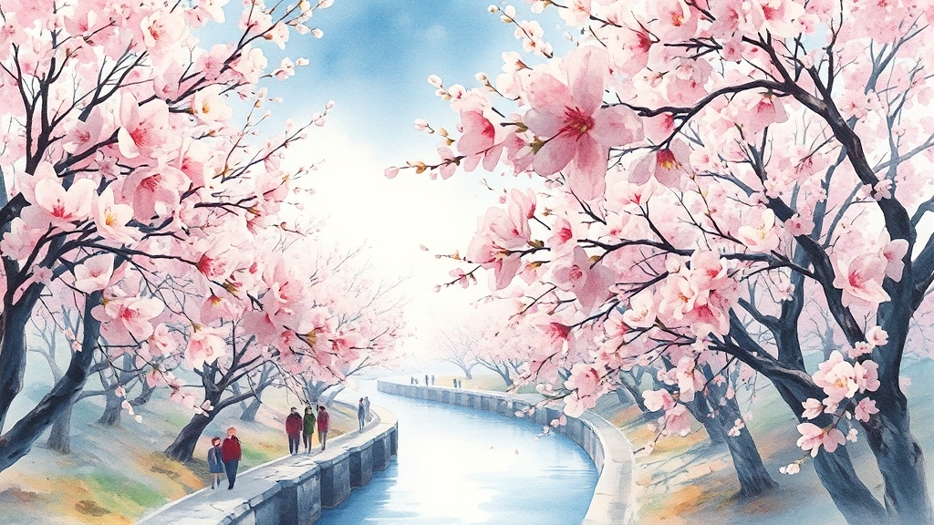 구례 벚꽃 스팟 & 숨은 명소 (watercolor 스타일)