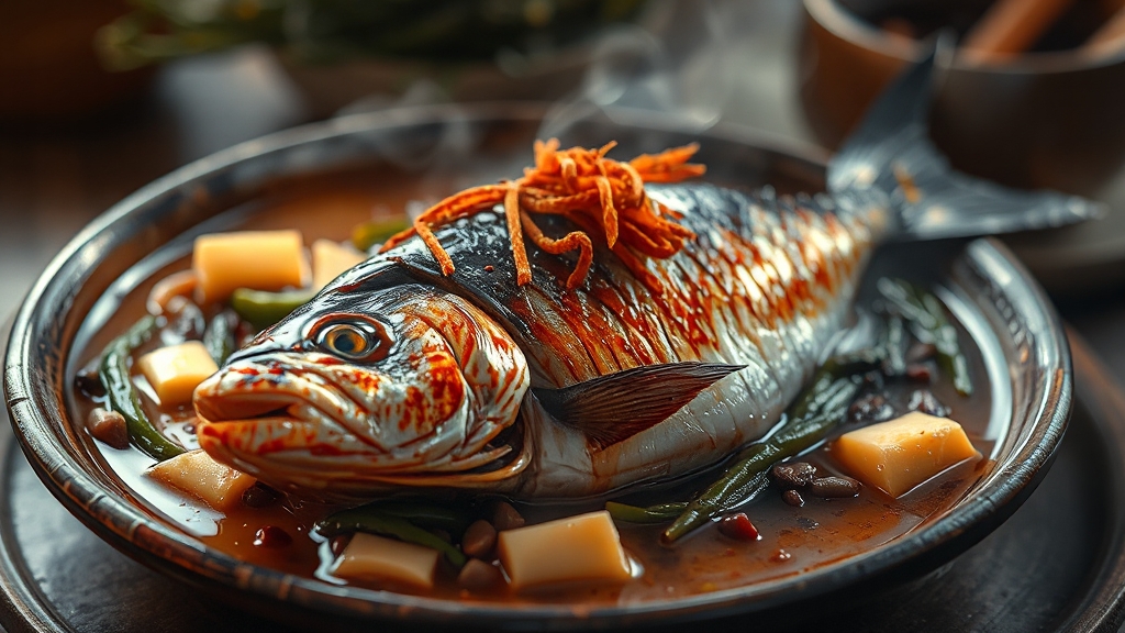 맛있는 고사리 고등어조림 완성! (realistic 스타일)