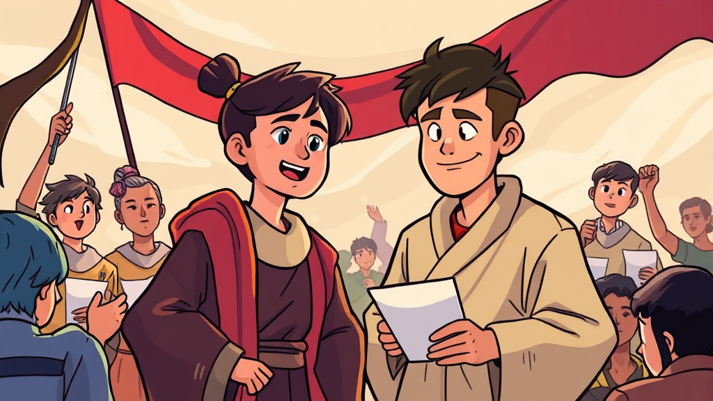 국민의 선택: 투표로 뒤바뀔 결과 (cartoon 스타일)