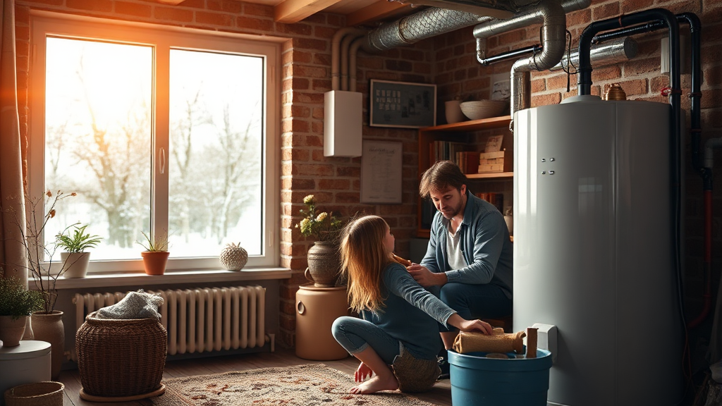 보일러 난방 방식 및 효율 관리 (realistic 스타일)