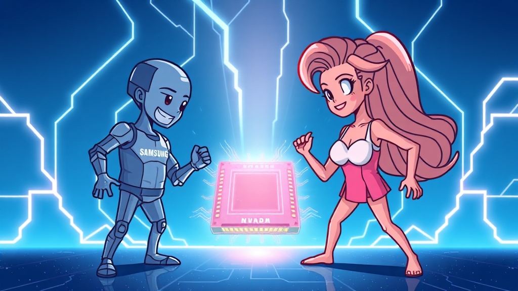 삼성 vs 엔비디아: 기업 개요 및 핵심 사업 (cartoon 스타일)