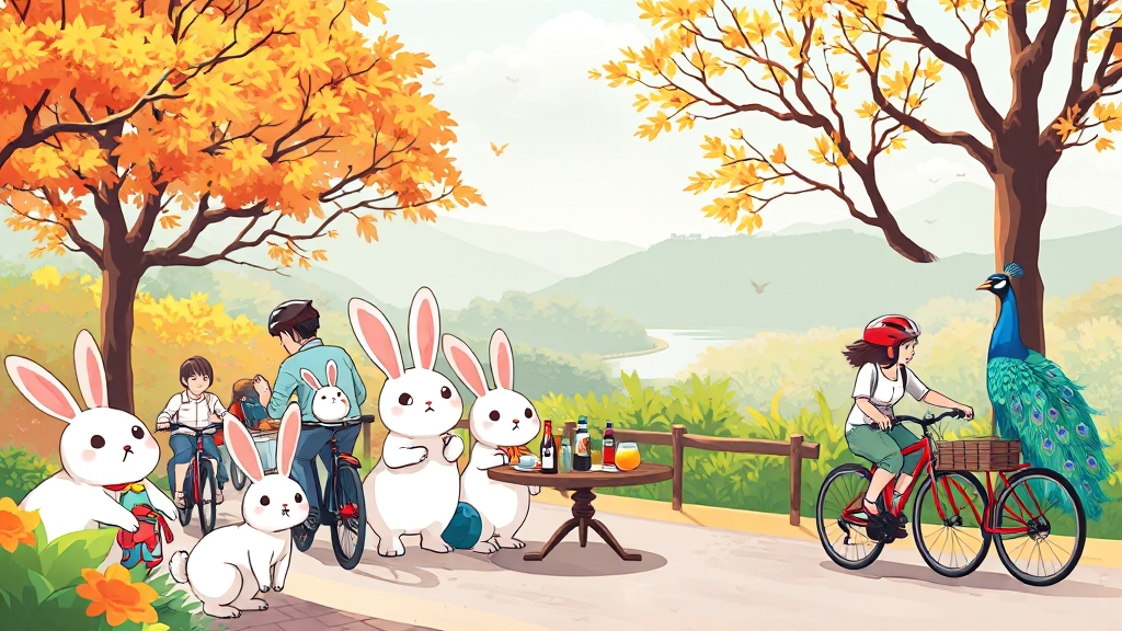 조식 및 섬 내 즐길 거리 (cartoon 스타일)