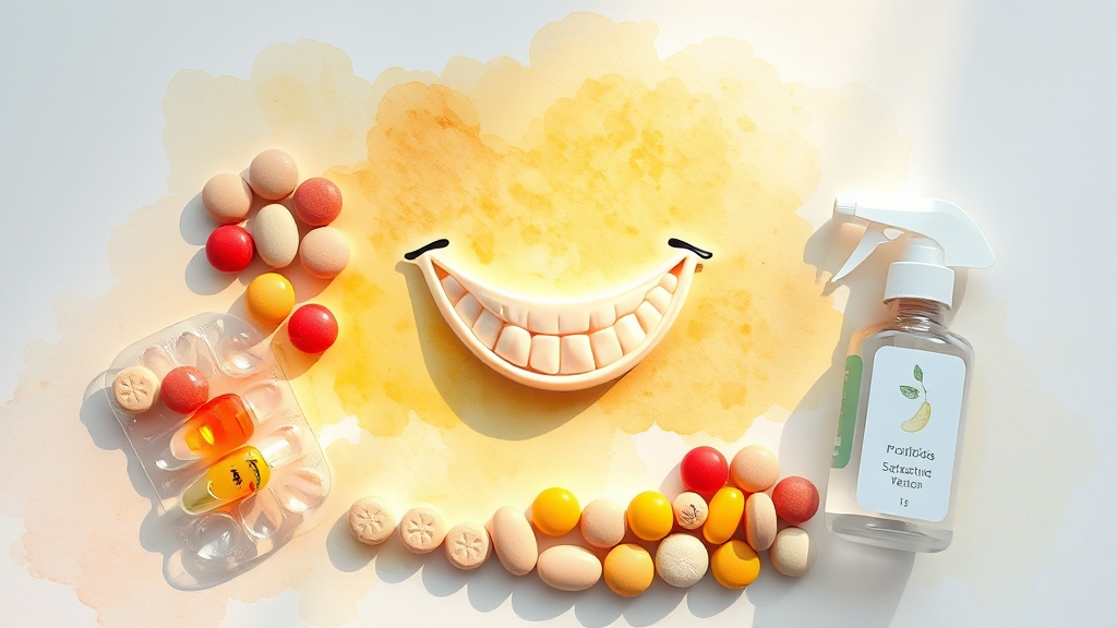 구강 유산균 종류 (watercolor 스타일)