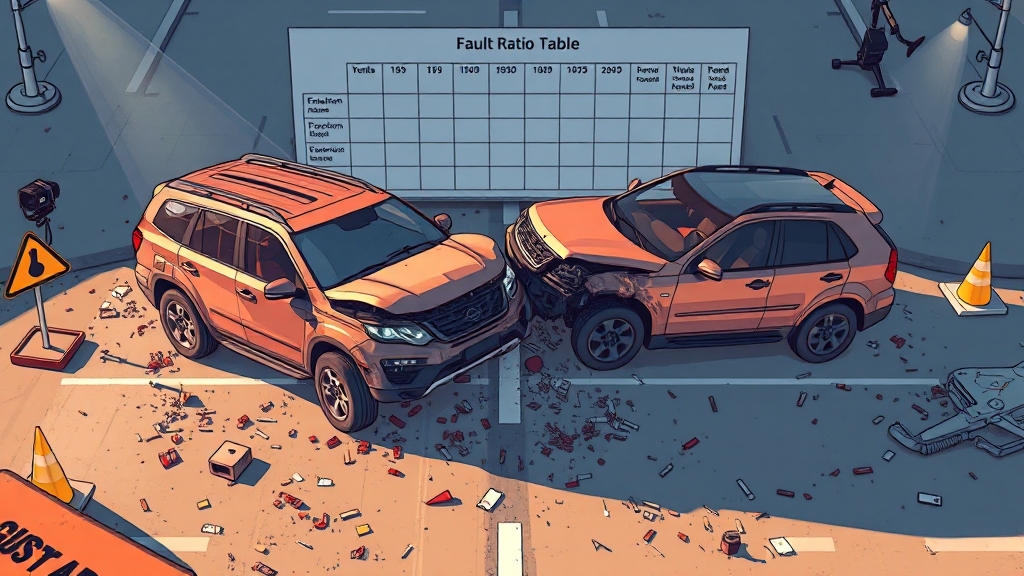 과실비율 산정 시 주요 고려 요소 (cartoon 스타일)