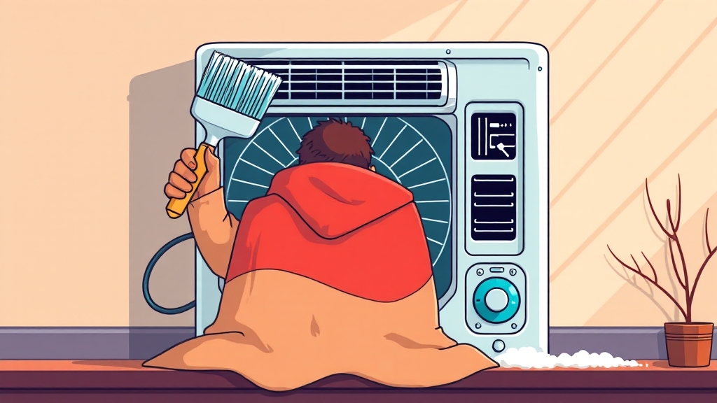 청소 시 주의사항 & 정기 점검 (cartoon 스타일)